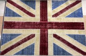 Ковер синий из шерсти винтажный ручной работы Британский флаг Vintage Flag Patchwork 230315